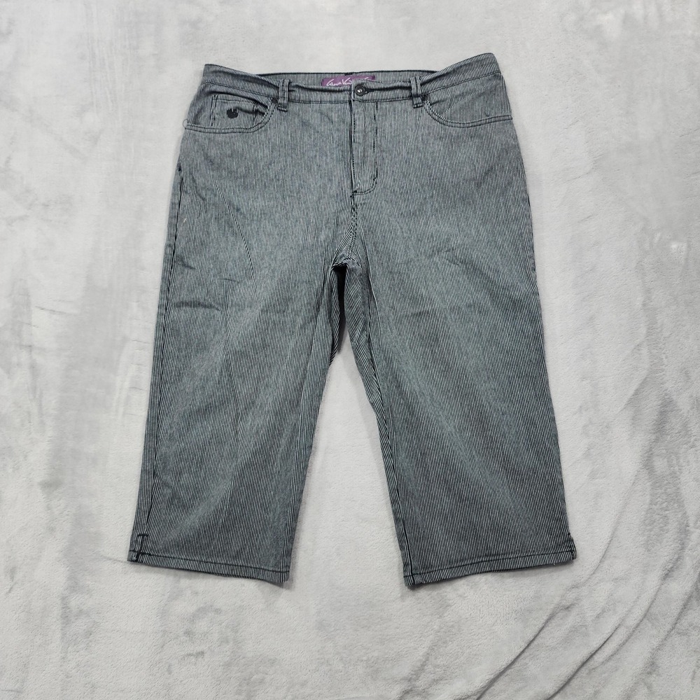 Gloria Vanderbilt Jeans Womens 14 Striped High Rise Amanda Capri Stretch Denim